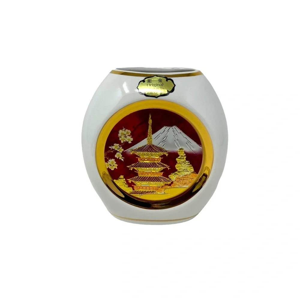 Chokin Vase The Art of Chokin 24k Gold Inlay. NIB